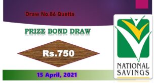 Rs. 15000 Prize bond list 01 April 2021 Draw #86