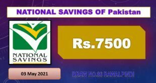 National Savings Rs. 7500 Prize bond full #86 draw Monday list May 2021 Rawalpindi