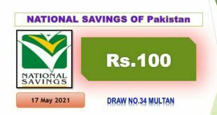 Rs. 100 Prize bond list 17 May 2021 Draw #34 Multan Result Check online