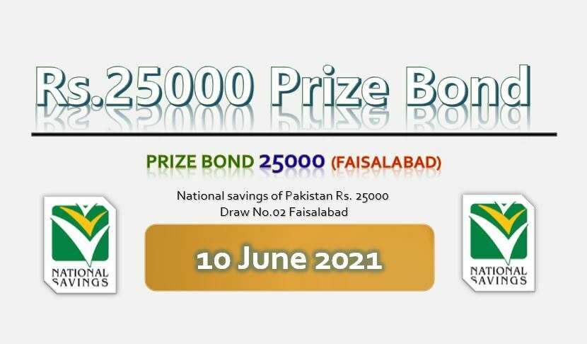Rs. 25000 Premium Prize bond list 10 June 2021 Draw #02 Faisalabad Result Check online