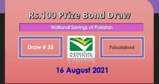 Rs. 100 Prize bond list 16 August 2021