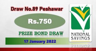 Rs. 750 Prize bond list 17 January 2022 Draw #89 Peshawar Re