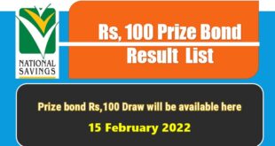 Online Draw 37 Rs. 100 Prize Bond List Karachi 15 February 2022 free