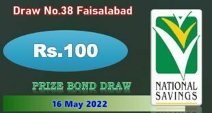 Rs. 100 Prize bond list 16 May 2022 Draw #38 Faisalabad Result Check online
