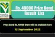 Rs. 40000 Premium Prize bond list 12 September 2022 Draw #22 Karachi Result Check online