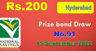 Draw 91, Rs. 200 Prize Bond List, Hyderabad On 15-09-2022