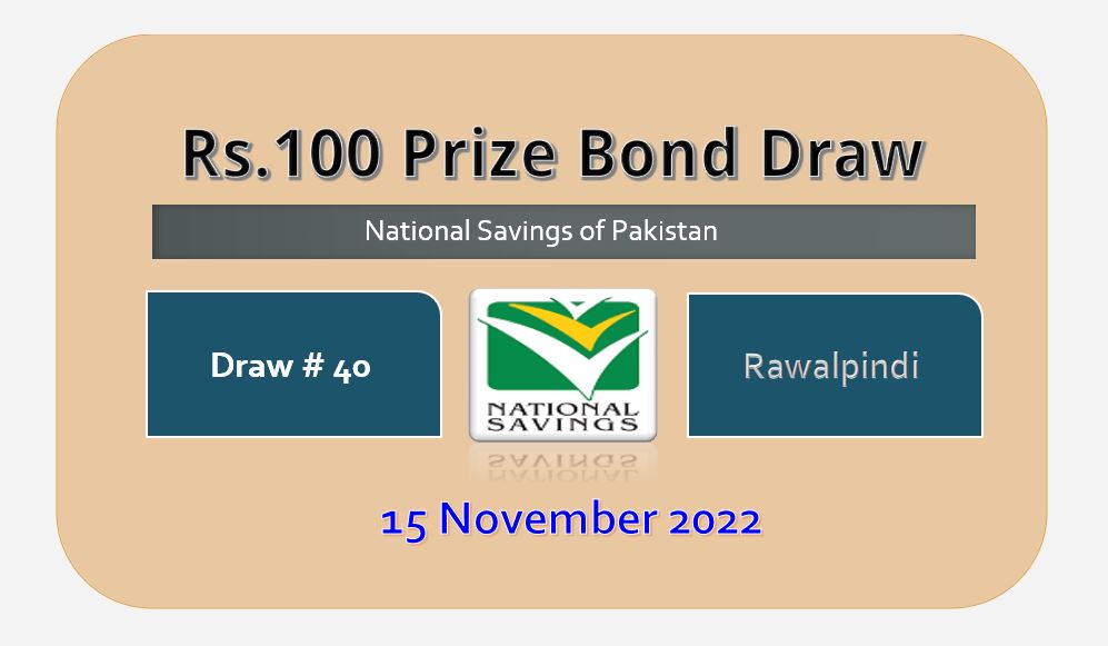 Rs. 100 Prize bond list 15 November 2022 Draw 40 Rawalpindi Result
