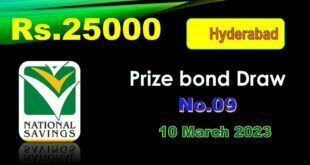 Rs 25000 Prize bond list 10 March 2023 Draw 09 Hyderabad Result Check online