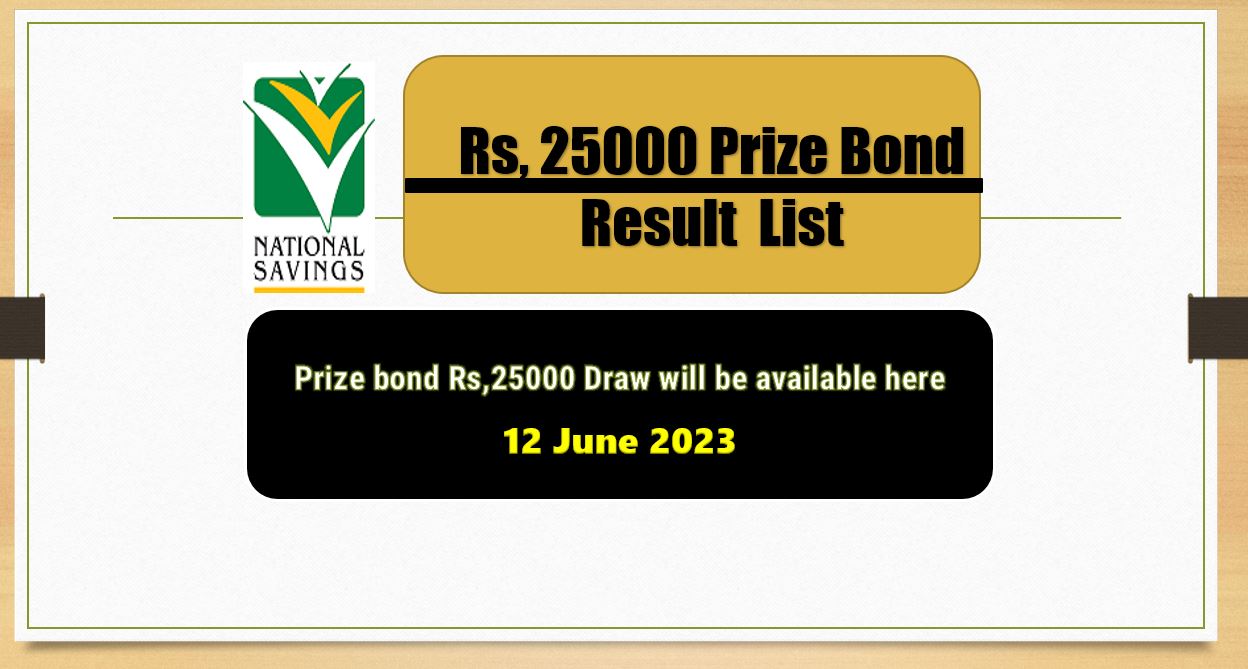 Rs. 25000 Prize bond list 12 June 2023 Draw 10 Faisalabad Result Check