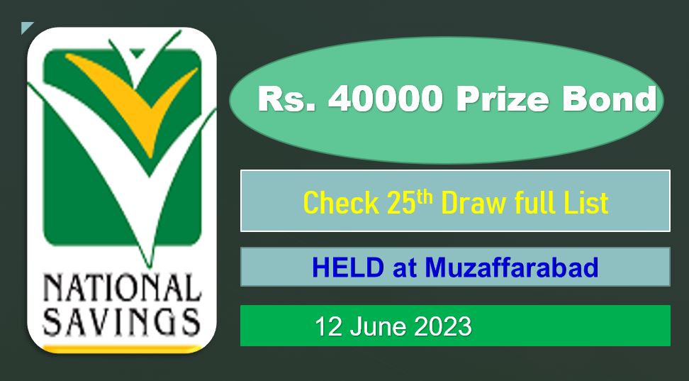 Rs. 40000 Prize bond list 12 June 2023 Draw #25 Muzaffarabad Result Check online