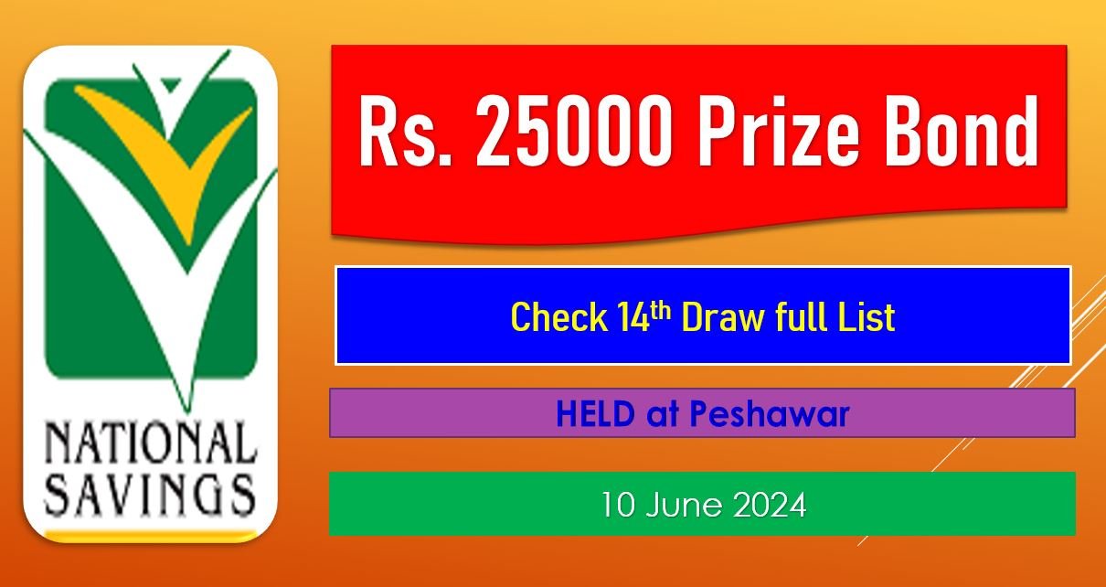 Read Prize Bond 25000 Premium List Draw 14 Peshawar 10-06-2024 online