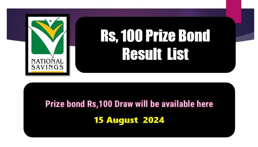 Rs. 100 Prize bond list 15 August 2024 Draw #47