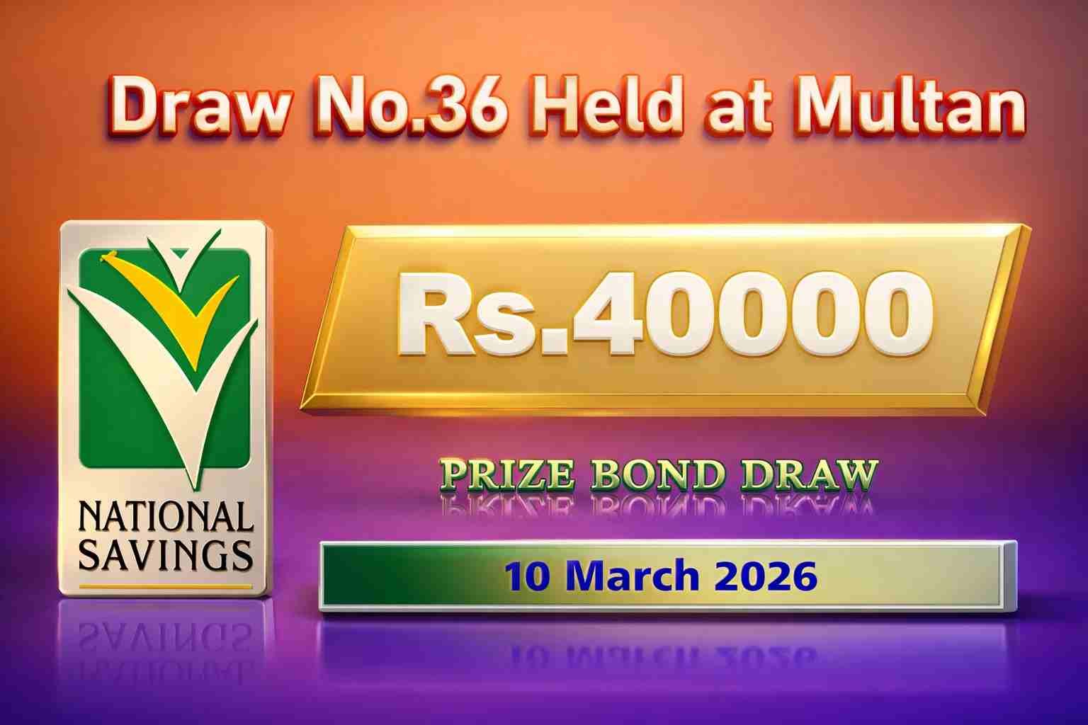 Rs 40000 prize bond draw list 10 March 2026 Multan result