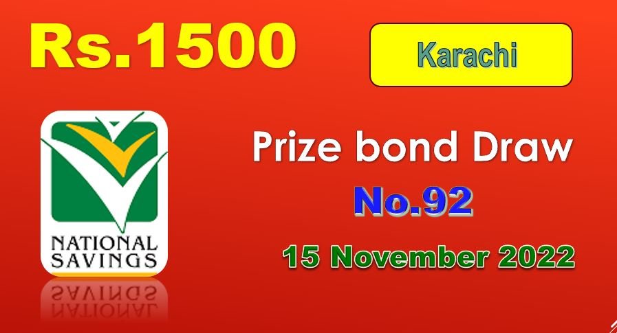 1500 Prize Bond List Karachi Draw 92 15 November 2022