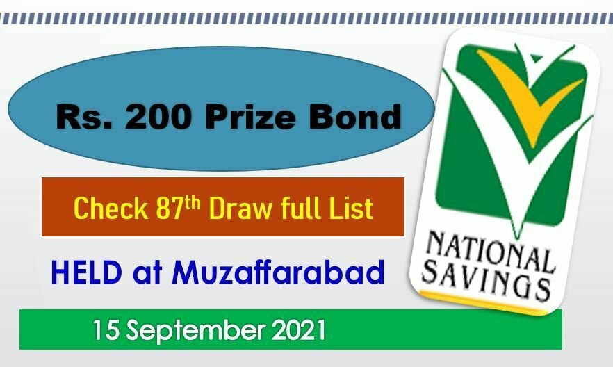 Rs. 200 Prize bond list 15 September 2021